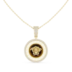 Luminary Round Pavé-Set Geometric Medallion Pendant