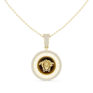 Luminary Round Pavé-Set Geometric Medallion Pendant