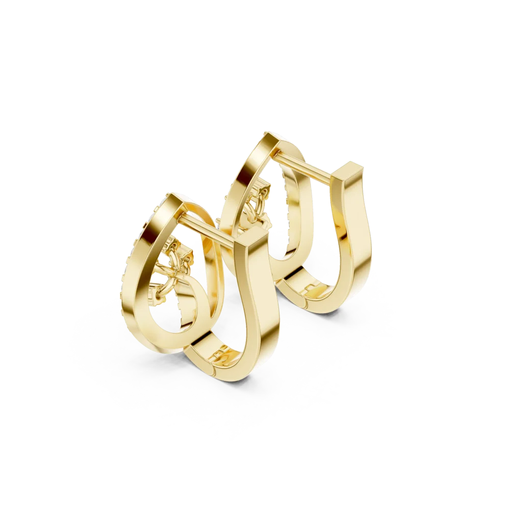 Luminary Round Pavé-Set Architectural Silhouette Stud Earrings - Image 3