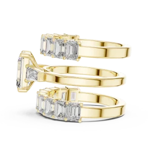 Symmetry Emerald Cut Architectural Three Stone Solitaire Ring - Image 4