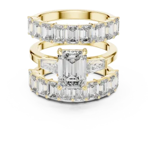 Symmetry Emerald Cut Architectural Three Stone Solitaire Ring - Image 2