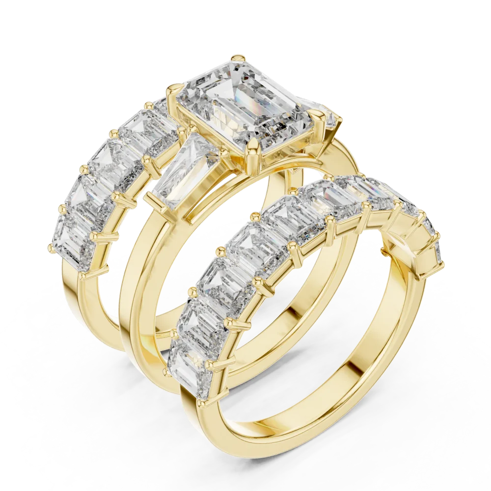 Discover the Symmetry Emerald Cut Solitaire Ring, a blend of architectural precision and brilliant DIAMEUR lab-grown diamonds. Shop your luxury now.