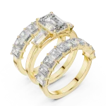 Symmetry Emerald Cut Architectural Three Stone Solitaire Ring