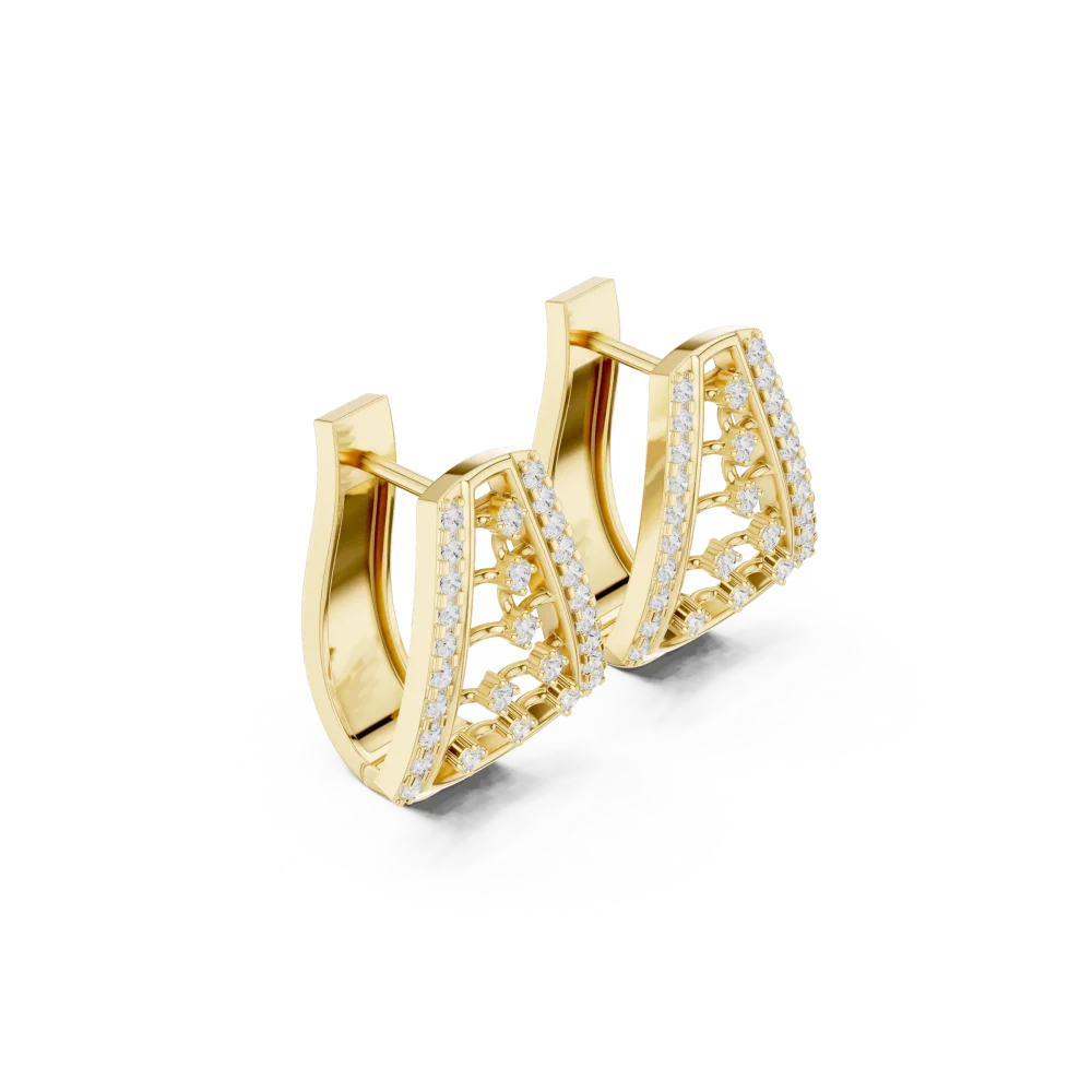 Discover the elegance of our architectural round DIAMEUR diamond hoop earrings. Handcrafted for brilliance, shop these modern classics today.