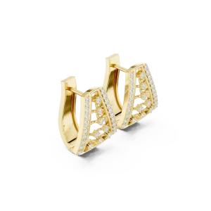 Geometric Symmetry Round Diamond Architectural Hoop Earrings