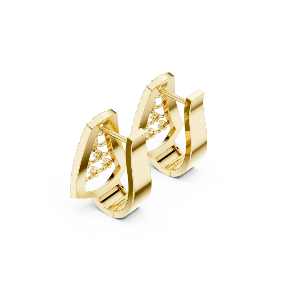 Geometric Symmetry Round Diamond Architectural Hoop Earrings - Image 3