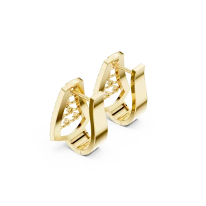 Geometric Symmetry Round Diamond Architectural Hoop Earrings - Image 3