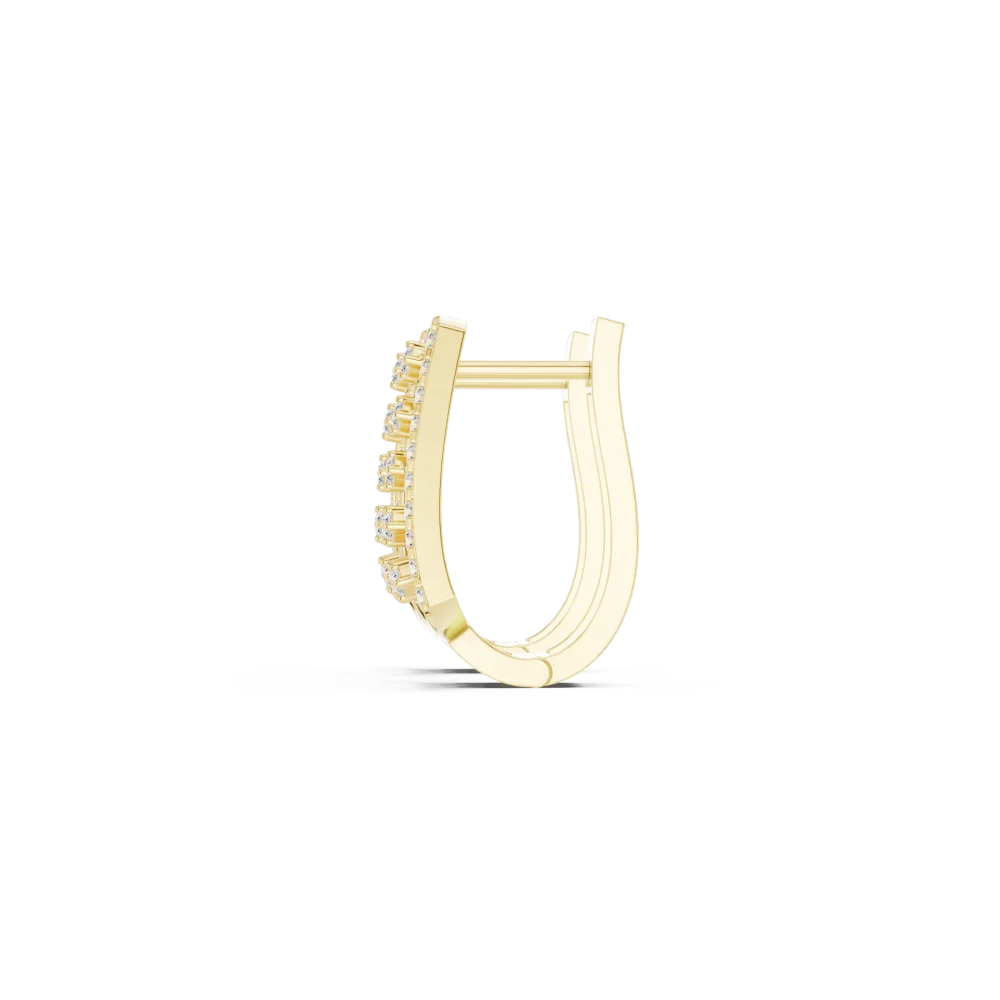 Geometric Symmetry Round Diamond Architectural Hoop Earrings - Image 4