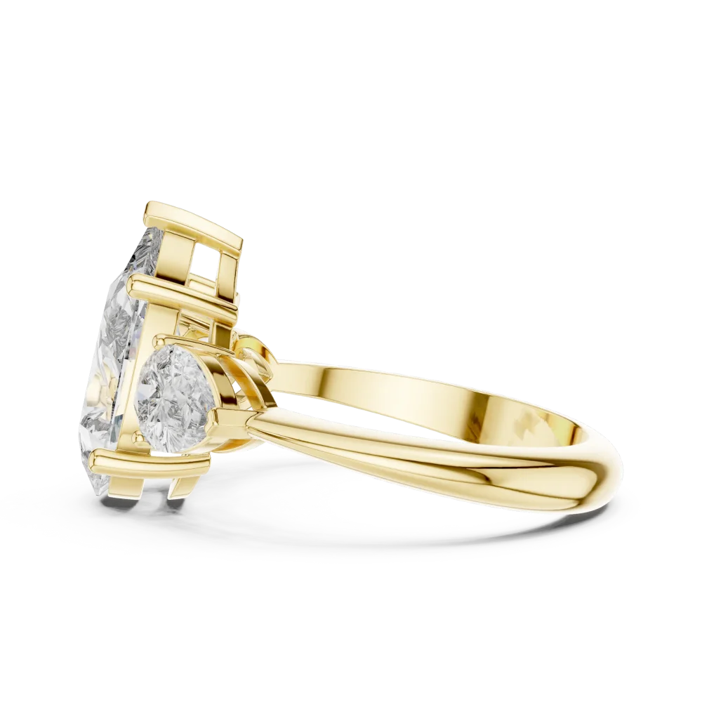 Ethereal Pear Cut Three Stone Modern Statement Ring - Image 4
