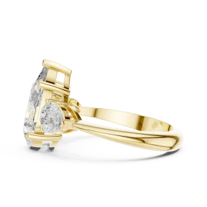 Ethereal Pear Cut Three Stone Modern Statement Ring - Image 4