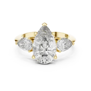 Ethereal Pear Cut Three Stone Modern Statement Ring - Image 2