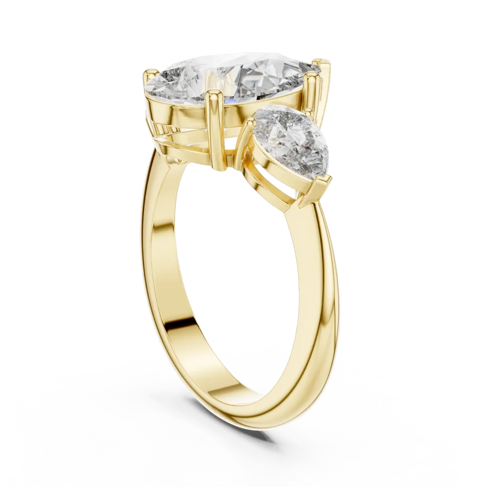 Ethereal Pear Cut Three Stone Modern Statement Ring - Image 3