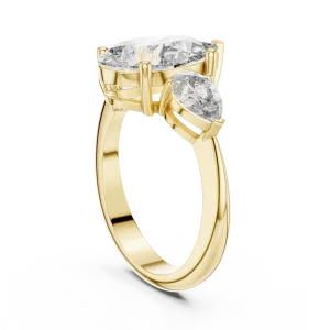 Ethereal Pear Cut Three Stone Modern Statement Ring - Image 3