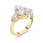 Ethereal Pear Cut Three Stone Modern Statement Ring