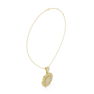 Geometric Luminary Round Pavé-Set Diamond Pendant - Image 2