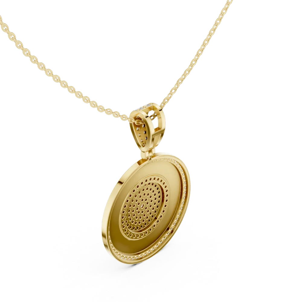 Geometric Luminary Round Pavé-Set Diamond Pendant - Image 3
