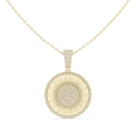 Geometric Luminary Round Pavé-Set Diamond Pendant