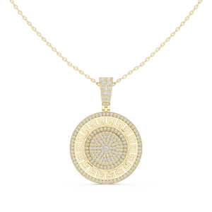 Geometric Luminary Round Pavé-Set Diamond Pendant