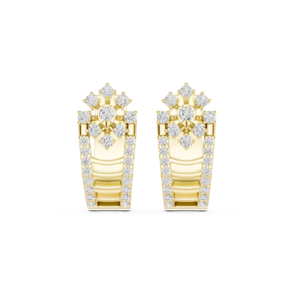 Luminary Pavé-Set Round Brilliant Geometric Hoop Earrings - Image 2