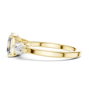 Architectural Asscher and Pear Geometric Three Stone Ring - Image 4