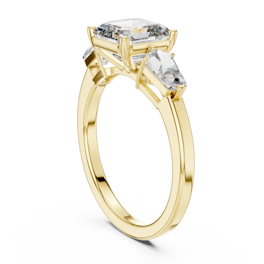 Architectural Asscher and Pear Geometric Three Stone Ring - Image 3