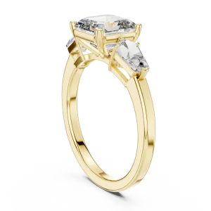 Architectural Asscher and Pear Geometric Three Stone Ring - Image 3