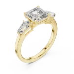 Architectural Asscher and Pear Geometric Three Stone Ring