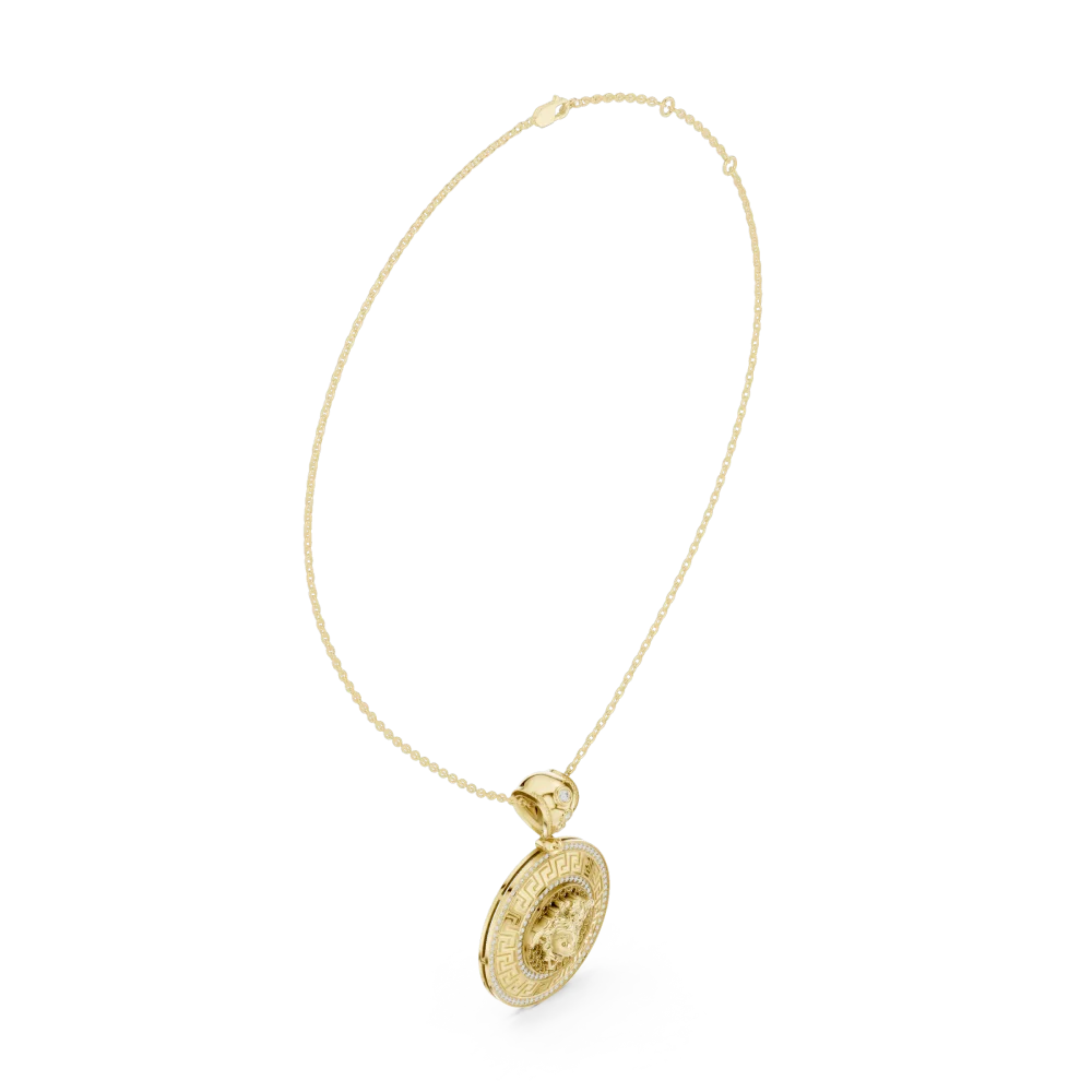 Luminary Geometric Pavé-Set Round Brilliant Pendant - Image 2