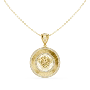 Luminary Geometric Pavé-Set Round Brilliant Pendant