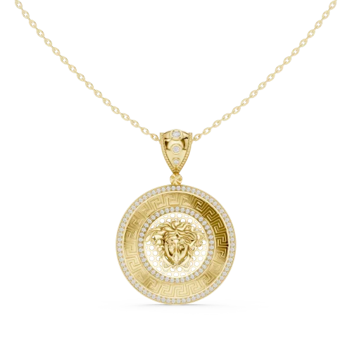 Luminary Geometric Pavé-Set Round Brilliant Pendant