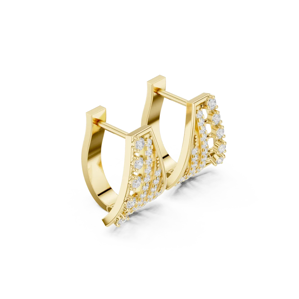 Adorn yourself with the brilliant scintillation of these geometric pavé earrings. Crafted with premium DIAMEUR lab-grown diamonds. Shop the look today.