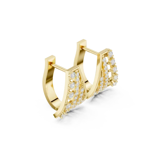 Luminary Geometric Pavé-Set Round Brilliant Stud Earrings