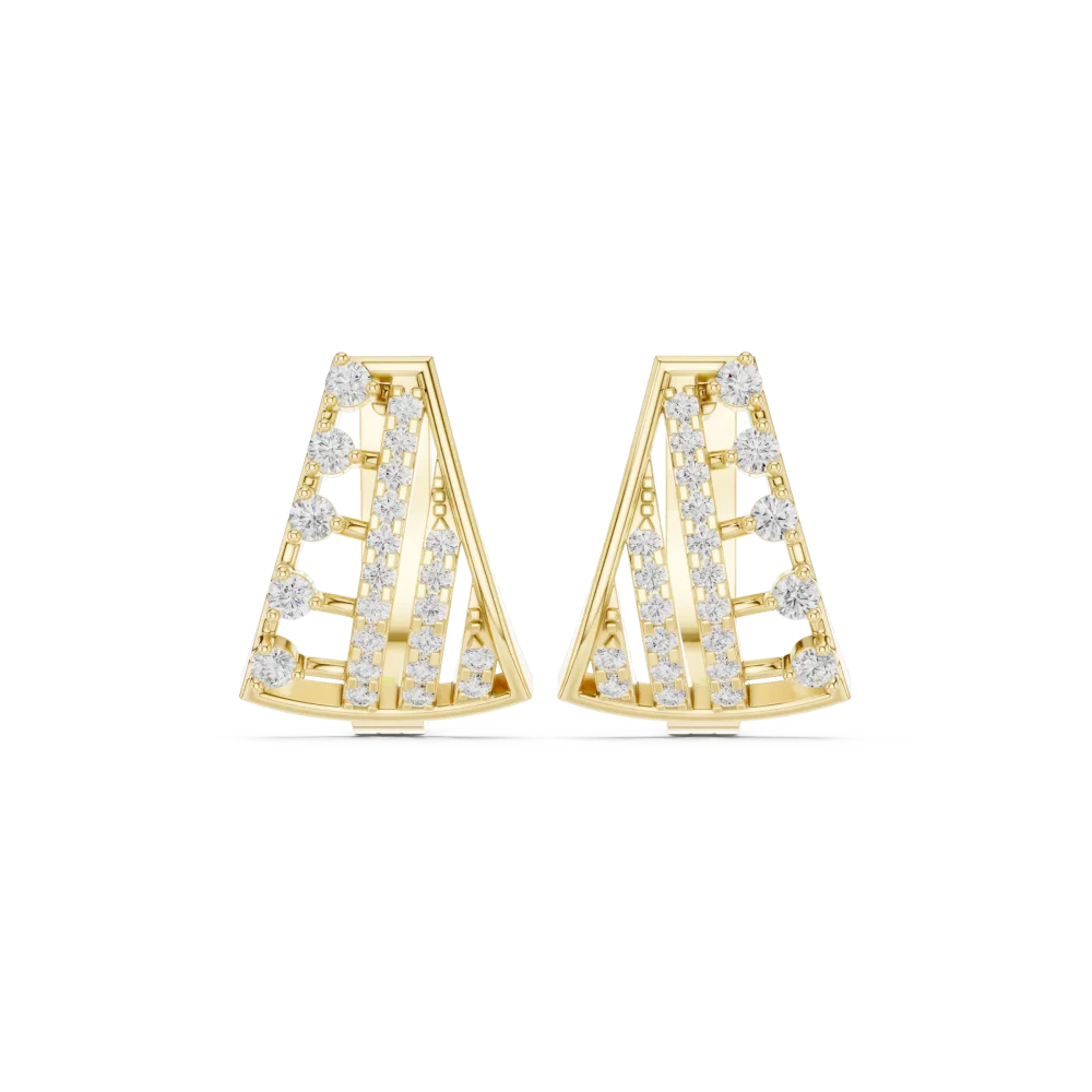 Luminary Geometric Pavé-Set Round Brilliant Stud Earrings - Image 2
