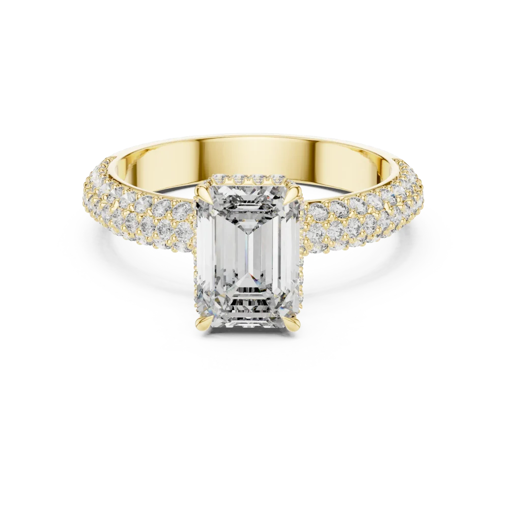Luminary Emerald Cut Pavé-Set Solitaire Engagement Ring - Image 2