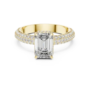 Luminary Emerald Cut Pavé-Set Solitaire Engagement Ring - Image 2