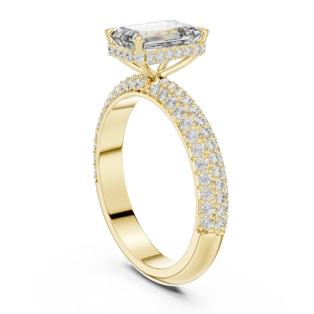 Luminary Emerald Cut Pavé-Set Solitaire Engagement Ring - Image 3