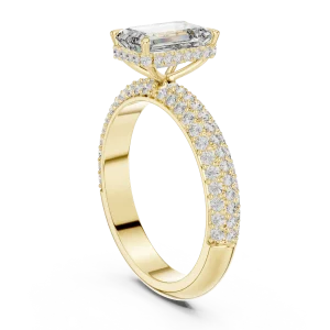 Luminary Emerald Cut Pavé-Set Solitaire Engagement Ring - Image 3