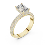 Luminary Emerald Cut Pavé-Set Solitaire Engagement Ring