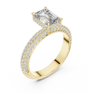 Luminary Emerald Cut Pavé-Set Solitaire Engagement Ring