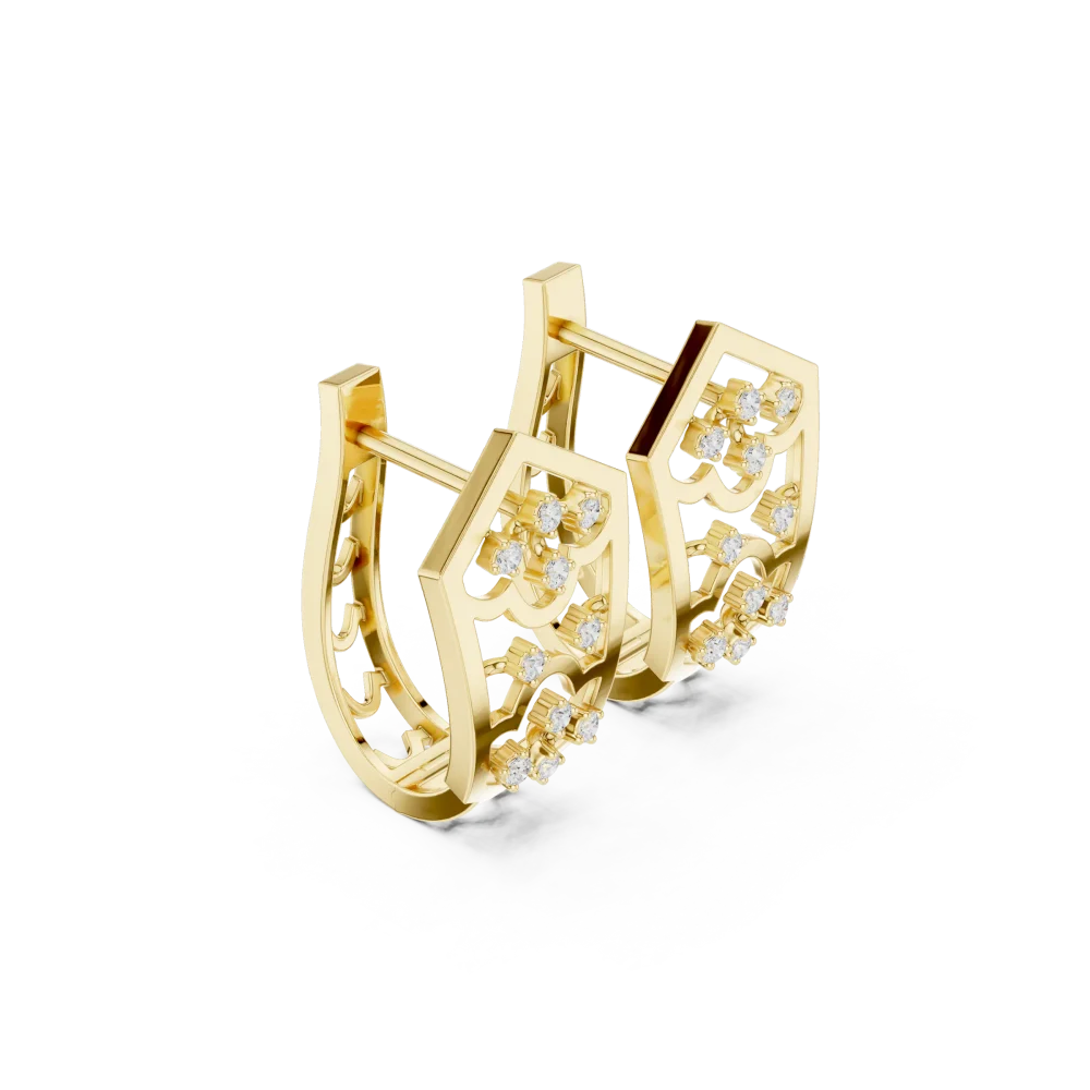 Discover the geometric elegance of our pavé-set hoop earrings, featuring radiant DIAMEUR diamonds. Elevate your style with sustainable luxury today.