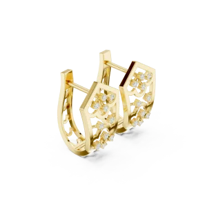 Geometric Hexagon Pavé-Set Hoop Earrings