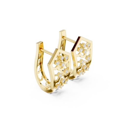 Geometric Hexagon Pavé-Set Hoop Earrings