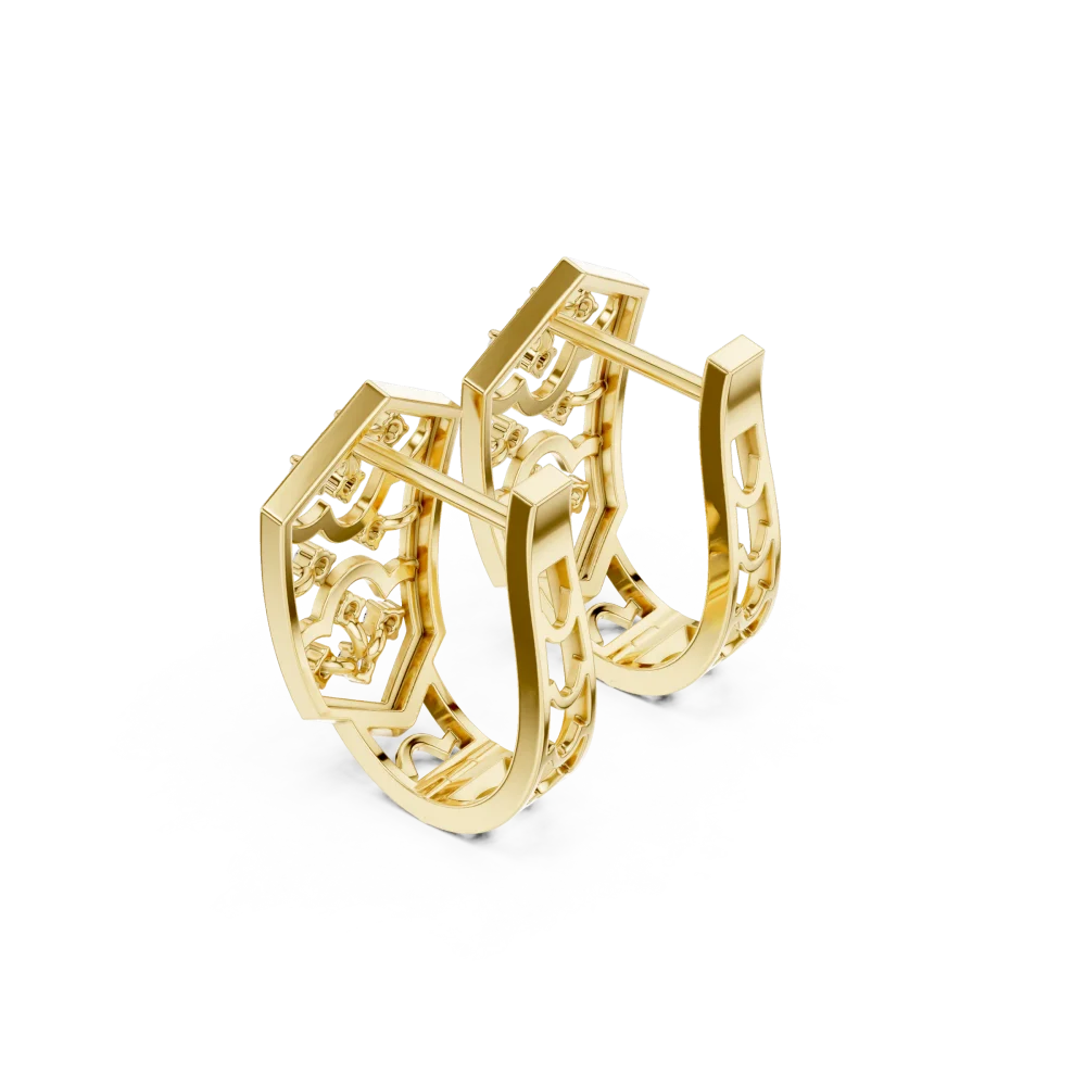 Geometric Hexagon Pavé-Set Hoop Earrings - Image 3