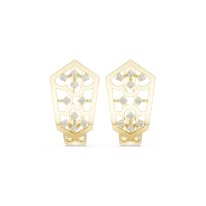 Geometric Hexagon Pavé-Set Hoop Earrings - Image 2