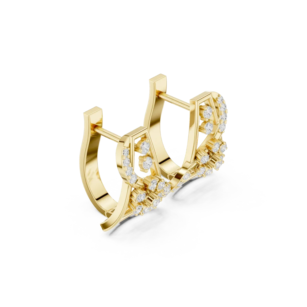 Discover the perfect blend of geometric artistry and brilliance with these round DIAMEUR diamond stud earrings. Experience modern luxury today.