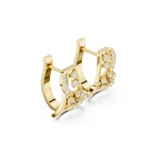Architectural Round Pavé-Set Geometric Statement Stud Earrings