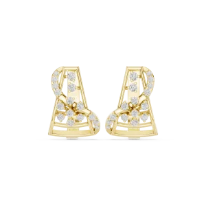 Architectural Round Pavé-Set Geometric Statement Stud Earrings - Image 2