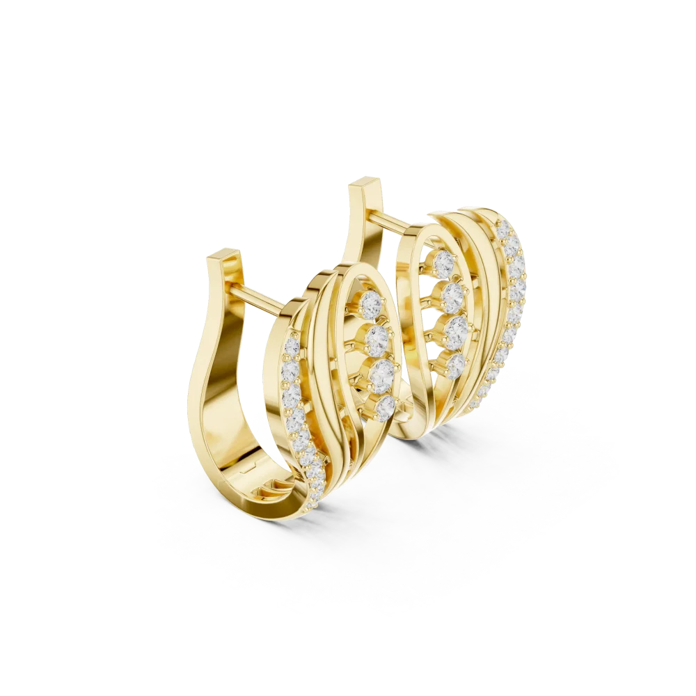 Embrace modern luxury with these architectural hoop earrings, featuring radiant DIAMEUR lab-grown diamonds. Elevate your style and shop today.