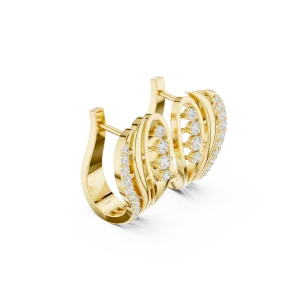 Luminary Round Brilliant Pavé-Set Architectural Hoop Earrings