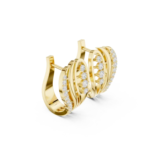 Luminary Round Brilliant Pavé-Set Architectural Hoop Earrings
